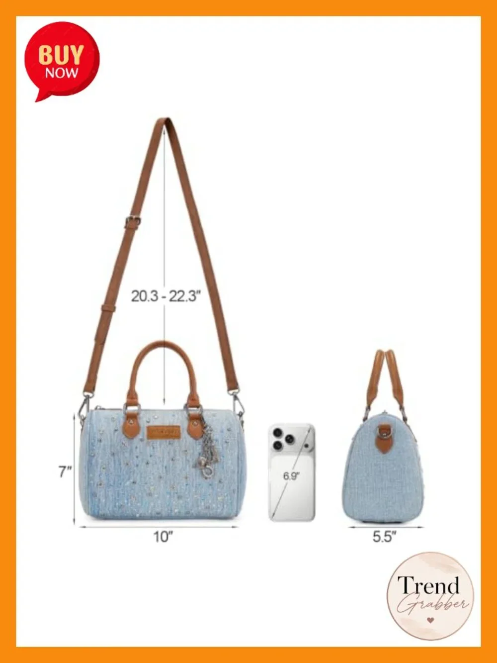 Wrangler Rhinestone Denim Barrel Bag - Women's Crossbody Satchel Y2K Purse